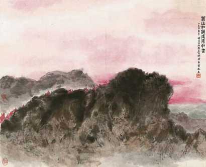 傅抱石 1965年作 苍山夕照 镜心
